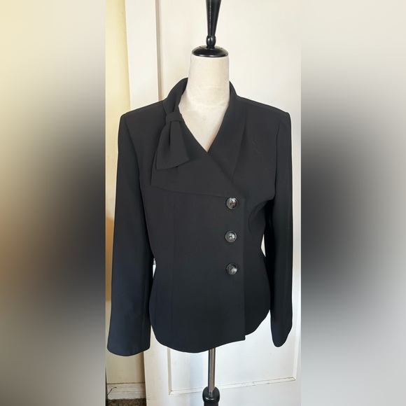 Vintage 90’s Le Suit Bow Detail Blazer Suit Jacket Formal Event Office noir - Picture 1 of 11